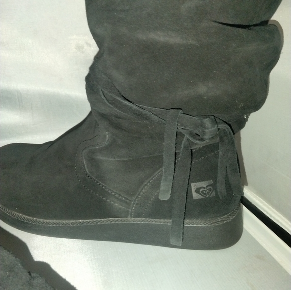 Women's black leather boots by Roxy size 10 Vail - Picture 3 of 10